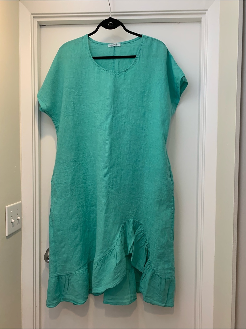 Linen Ruffle-Hem Dress